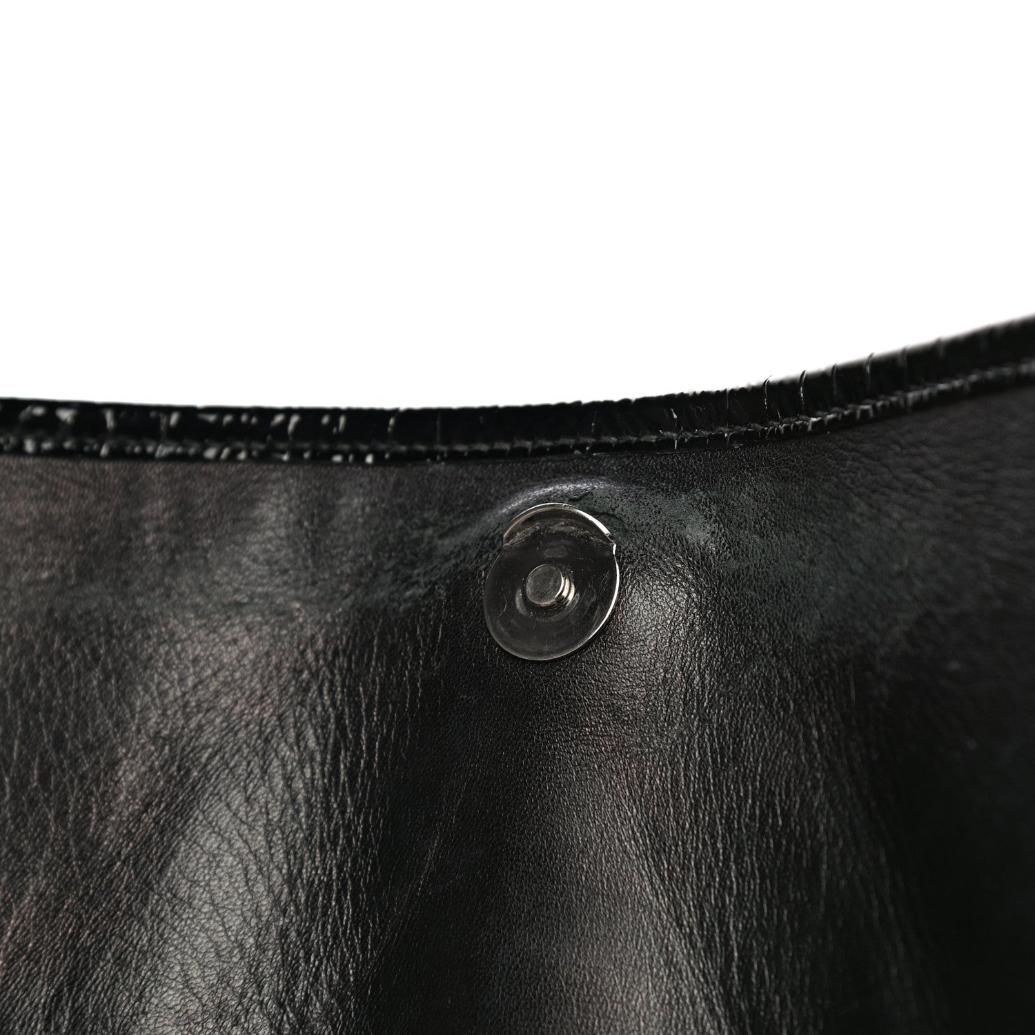 Saint Laurent Patent Crocodile Embossed Lambskin Monogram Medium Niki Chain Satchel Black 15 of 19