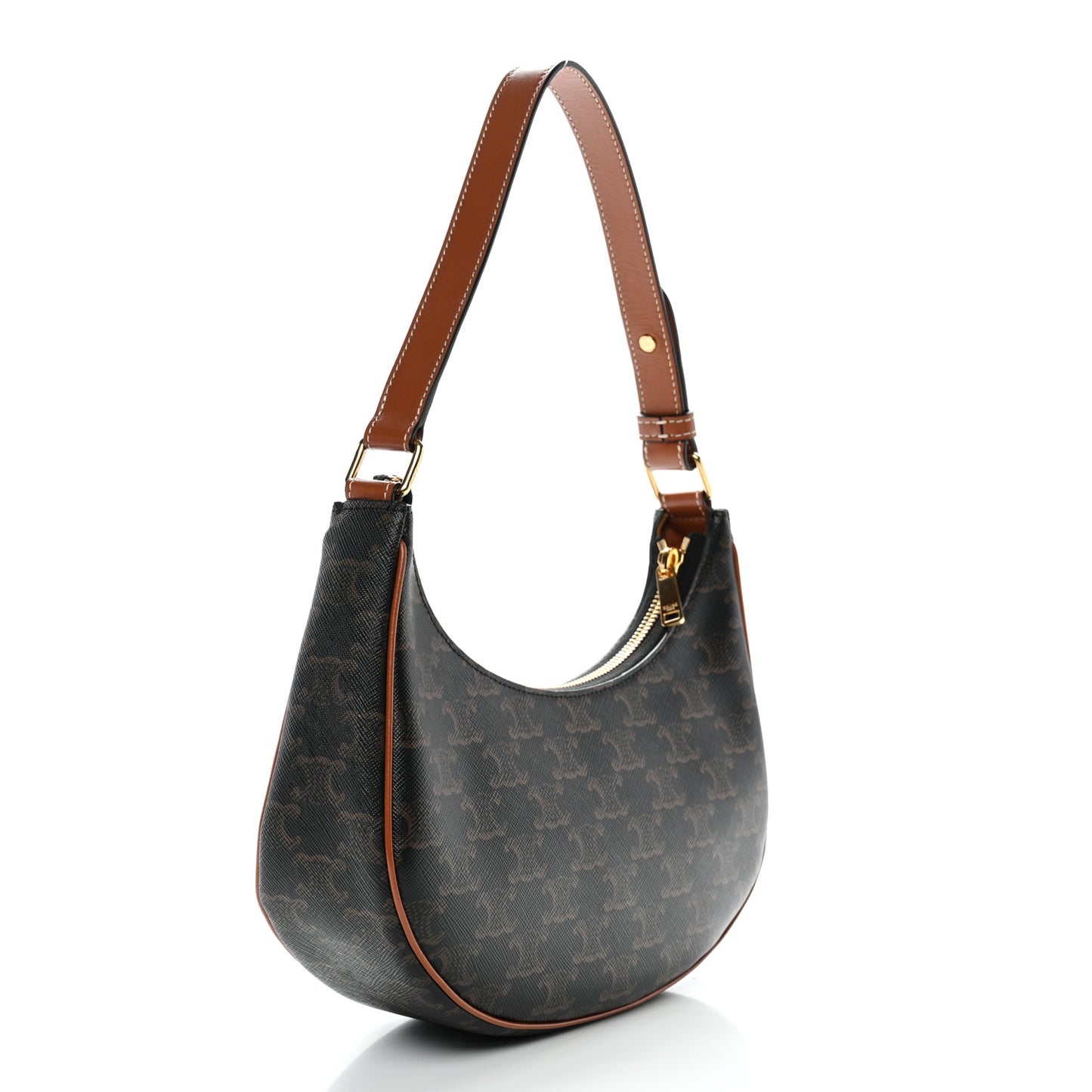 Triomphe Canvas Calfskin Ava Shoulder Bag Tan