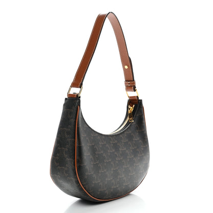 Celine Triomphe Canvas Calfskin Ava Shoulder Bag Tan 2 of 10