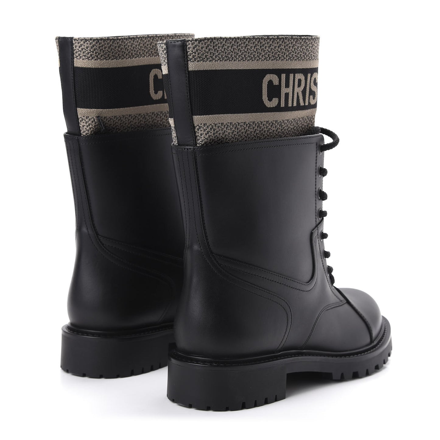 Calfskin Technical Fabric D-Major Ankle Boots 39 Black Taupe