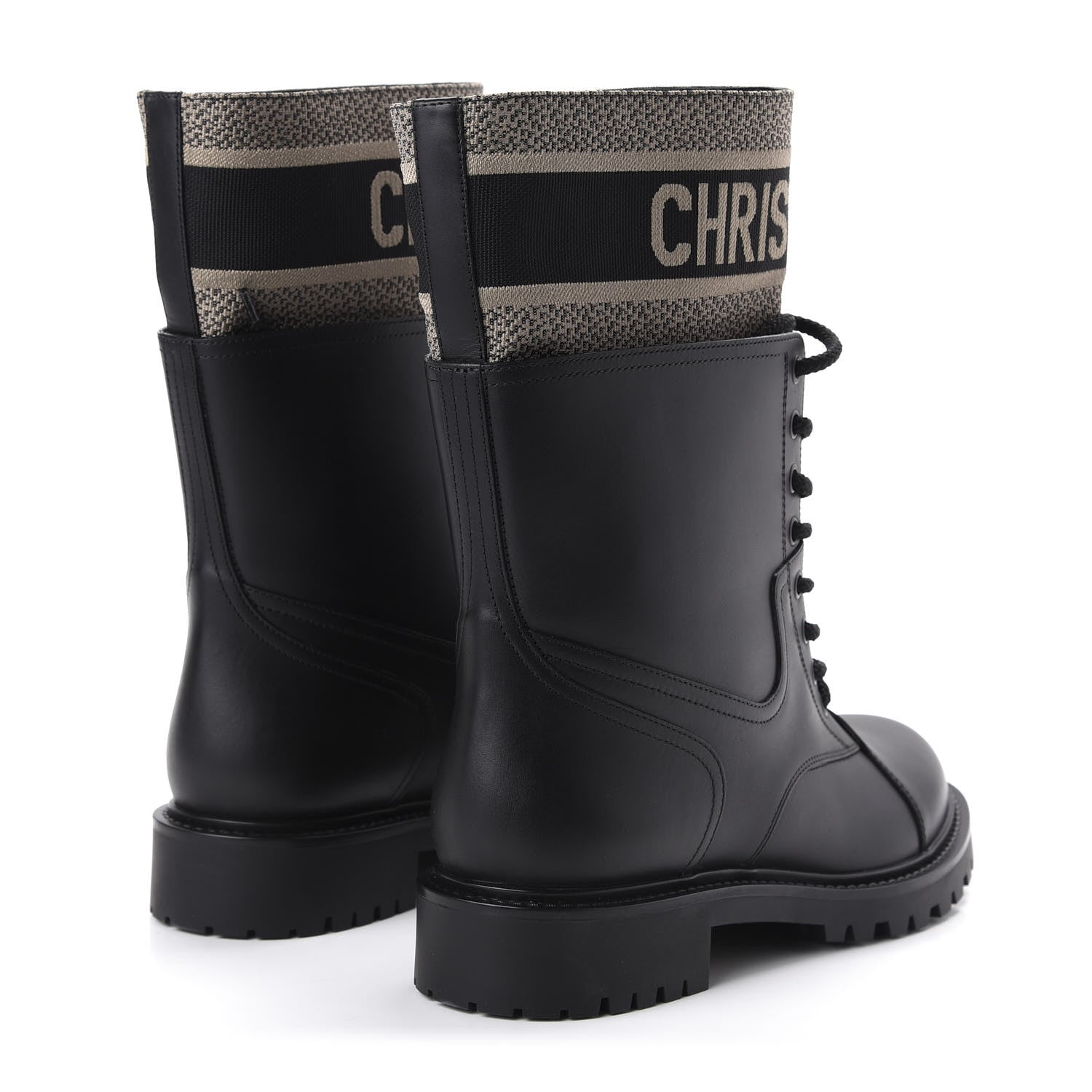 Christian Dior Calfskin Technical Fabric D-Major Ankle Boots 39 Black Taupe 4 of 10