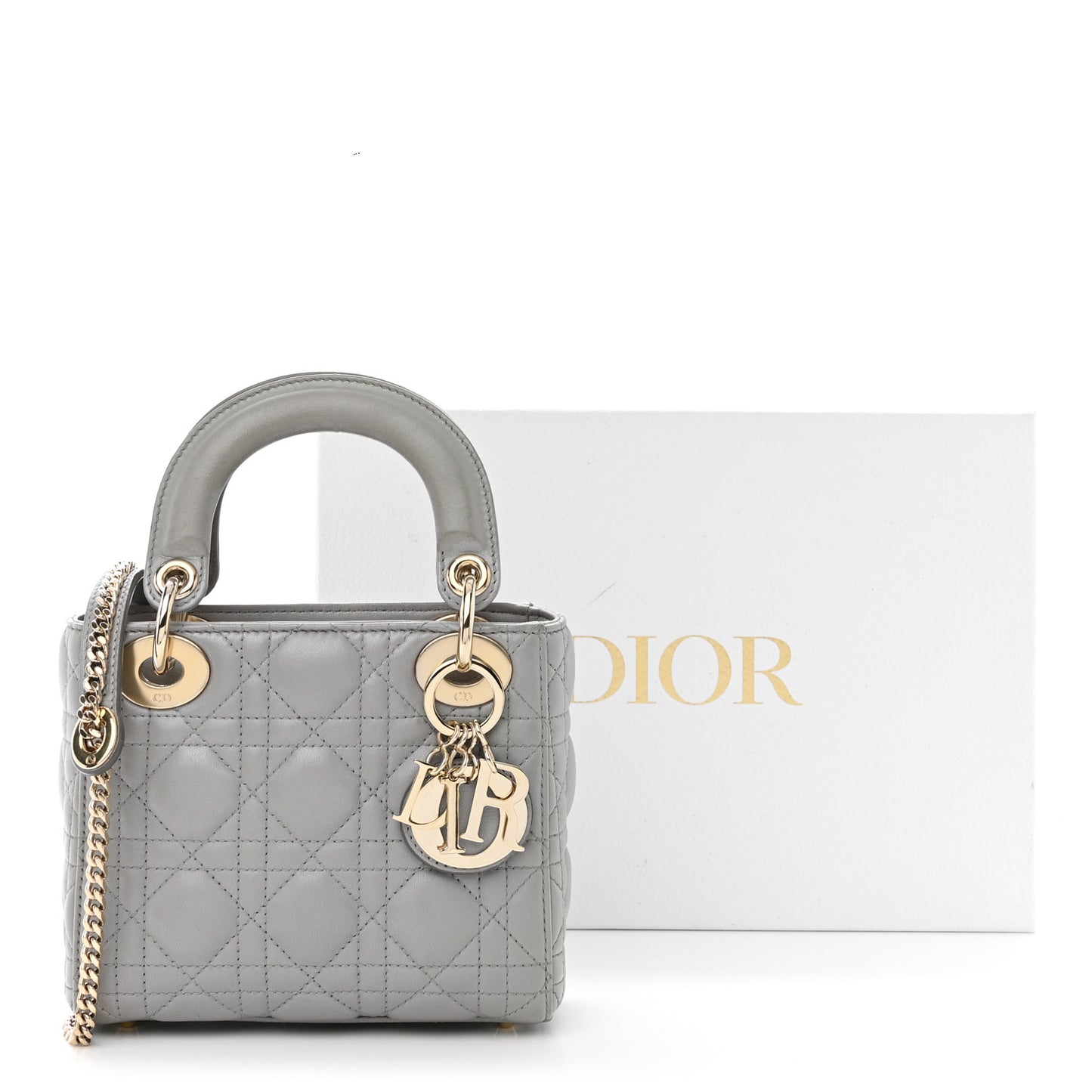 Lambskin Cannage Mini Lady Dior Grey