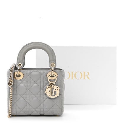 Christian Dior Lambskin Cannage Mini Lady Dior Grey 11 of 11