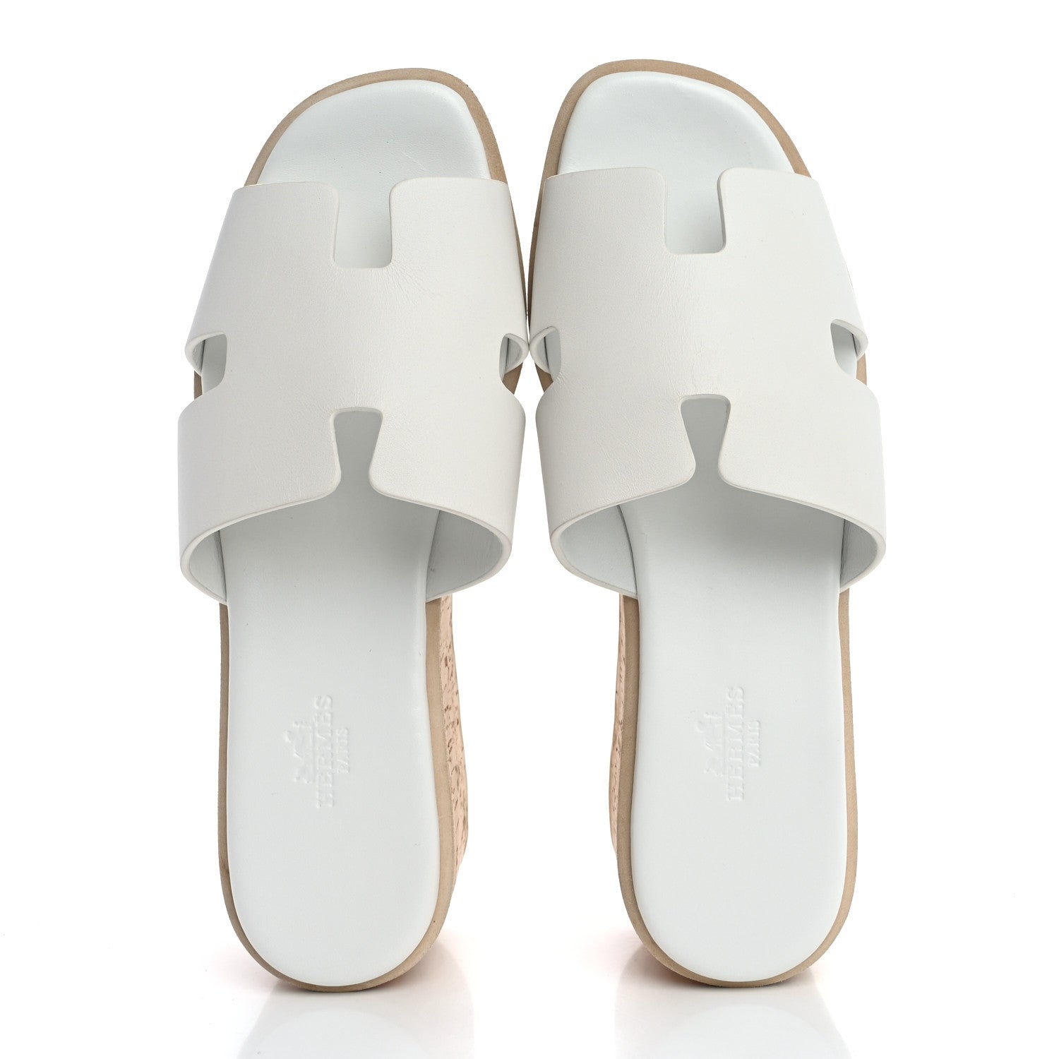 Hermes Calfskin Cork Eze 30 Sandals 37 White 2 of 12