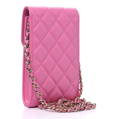 Chanel Caviar Quilted Crystal CC Airpods Pro and Phone Case With Chain Pink 2 of 5
