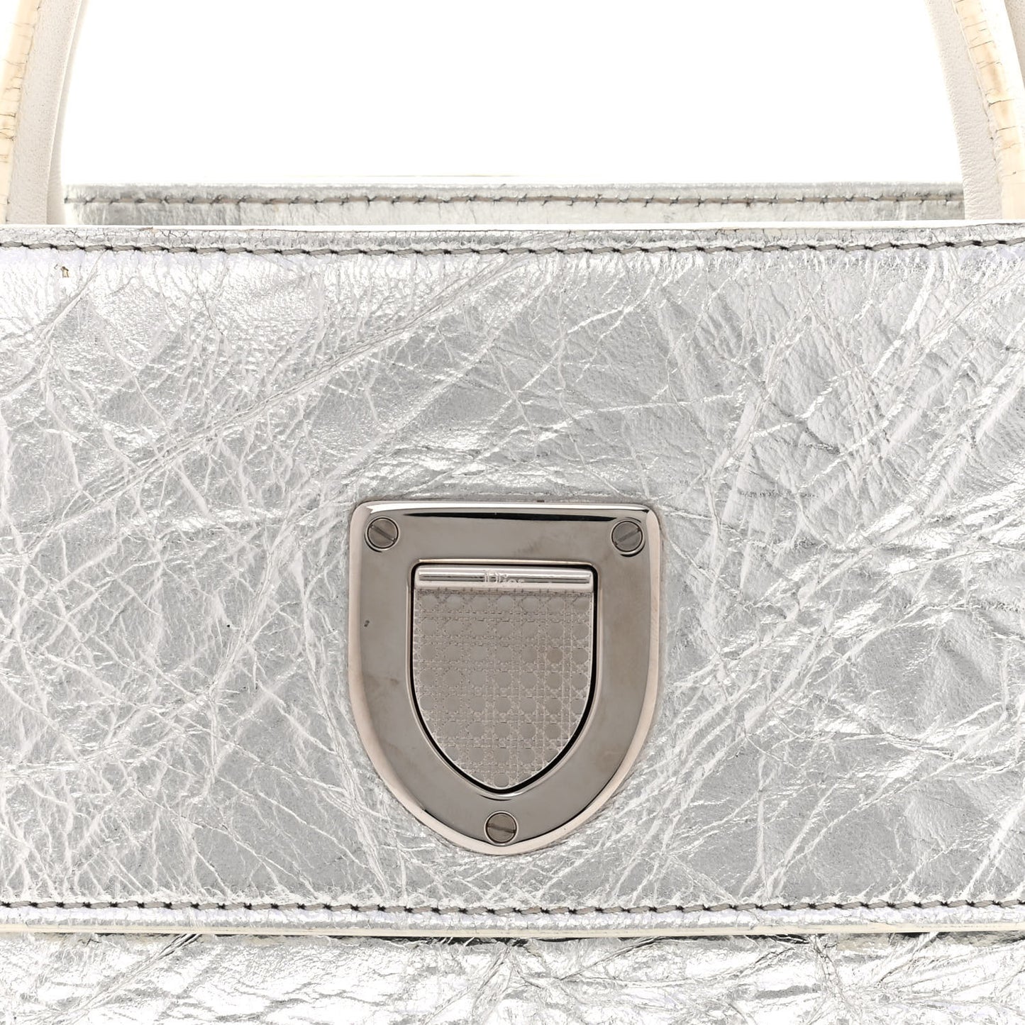 Metallic Calfskin Medium Diorever Flap Silver