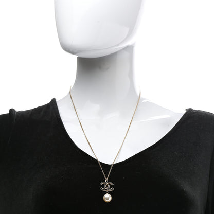 Chanel Enamel Pearl CC Baroque Drop Necklace Black Gold 2 of 7