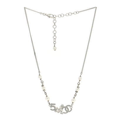 Chanel Crystal Pearl Star 5 CC Necklace Gold White 2 of 4