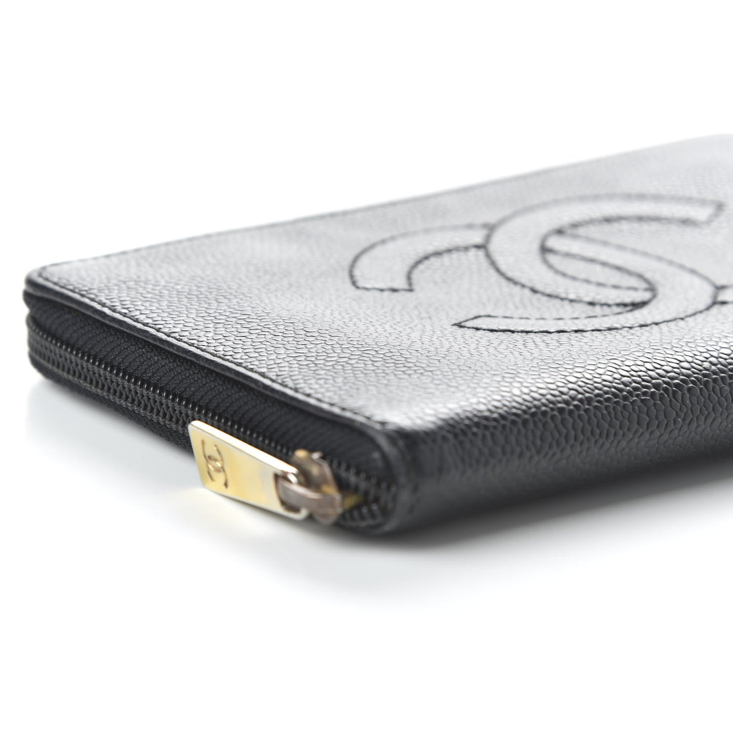 Caviar Large Timeless CC Zip Around Wallet Black
