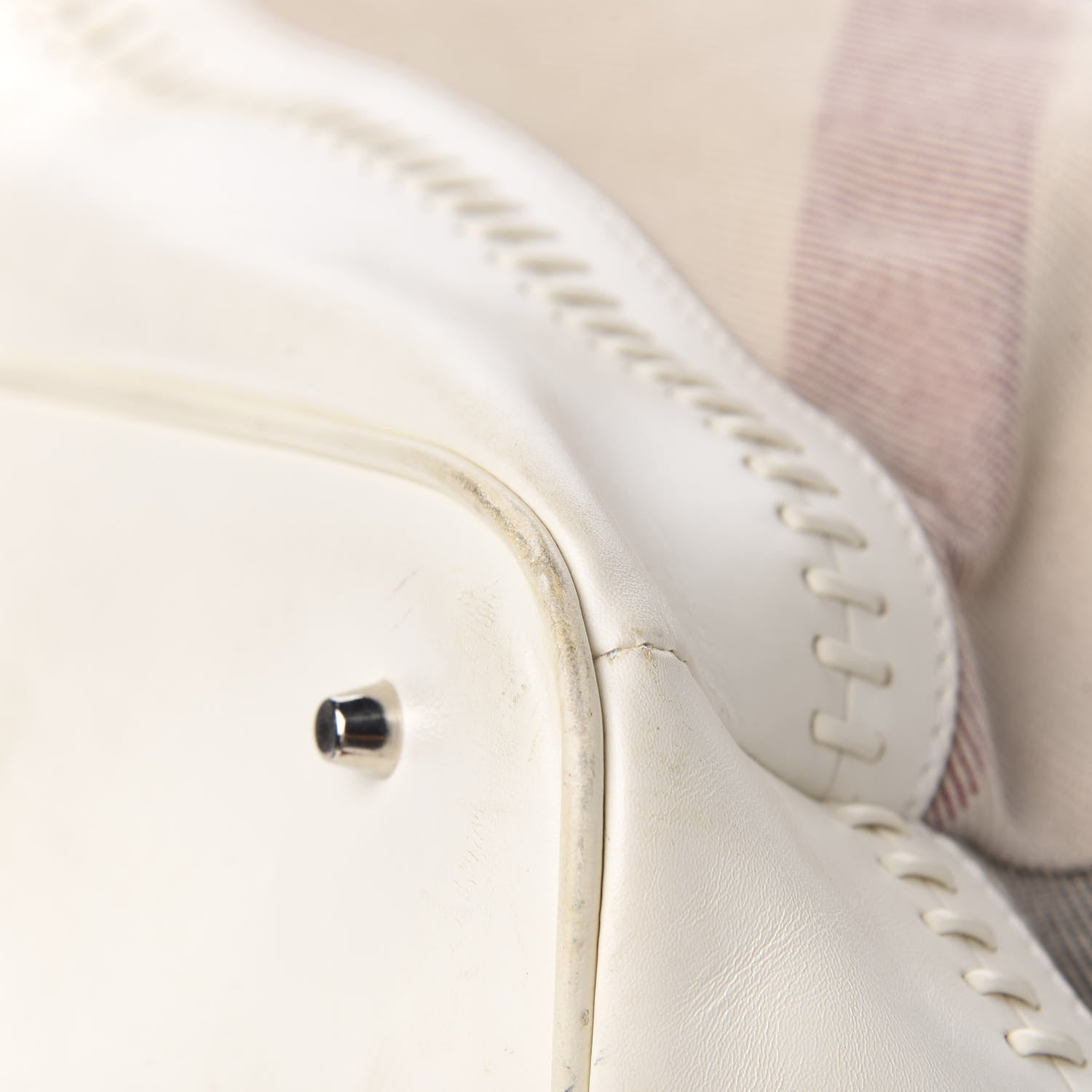 Burberry Canvas Mega Check Satchel White 8 of 11