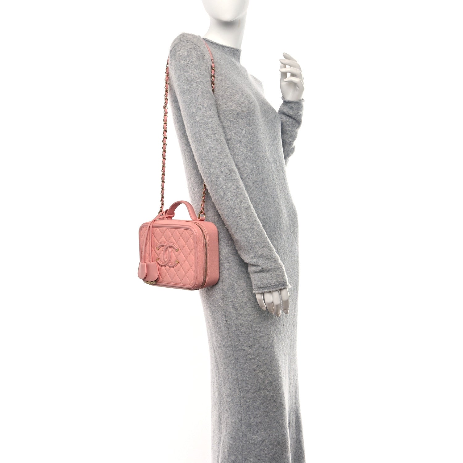 Chanel Caviar Quilted Medium CC Filigree Vanity Case Rose Pink 2 of 10