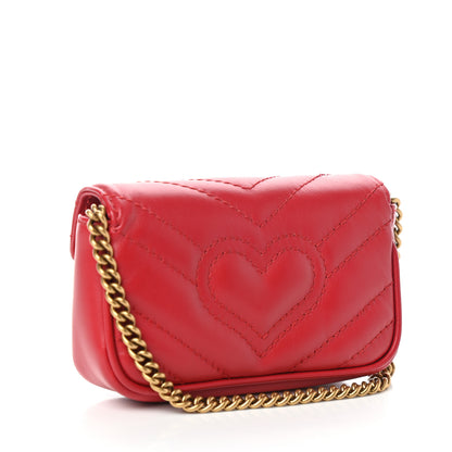 Gucci Calfskin Matelasse GG Marmont 2.0 Coin Purse On A Chain Hibiscus Red 3 of 6