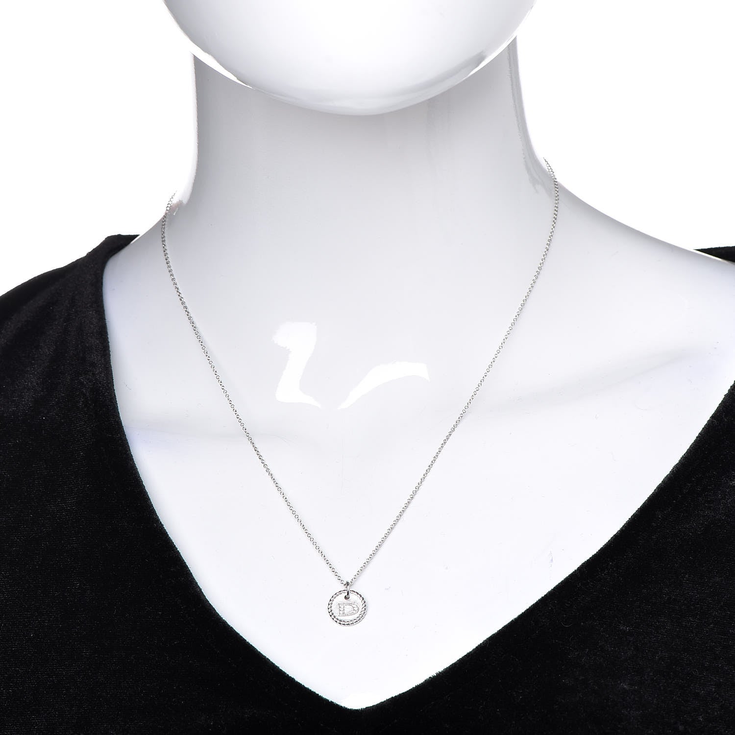 David Yurman 18K White Gold Diamond Initial D Charm Necklace 2 of 7