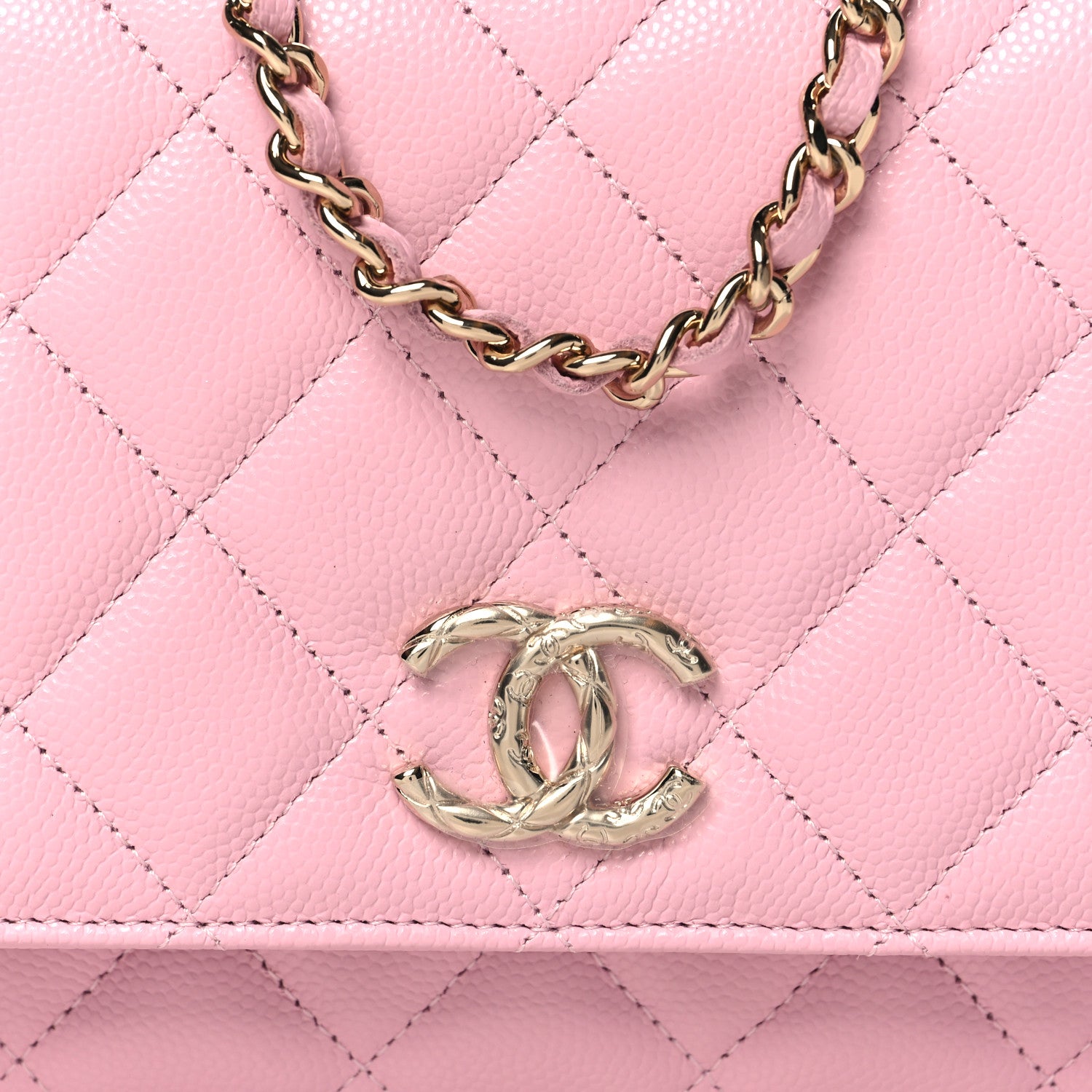 Chanel Caviar Quilted Wallet on Chain WOC Light Pink 9 of 12