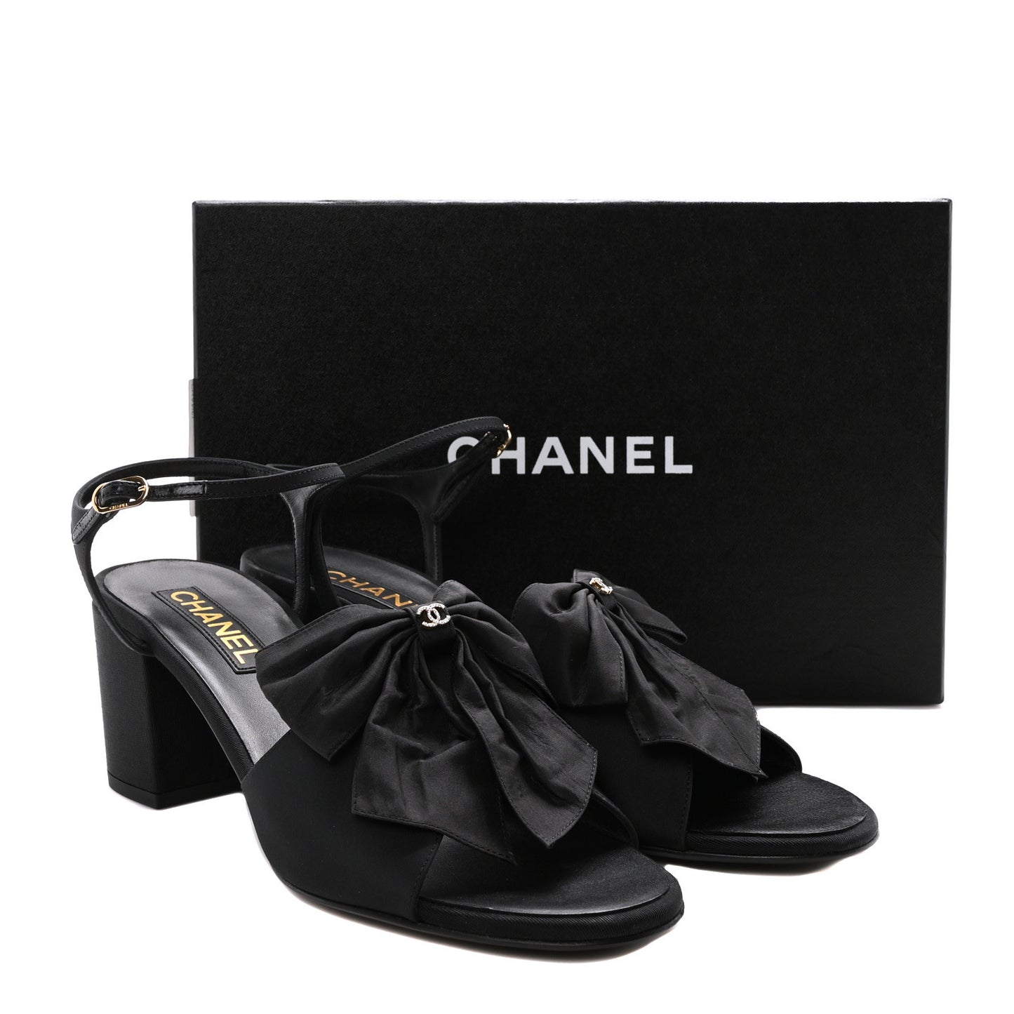 Silk Bow CC Platform Sandals 41 Black