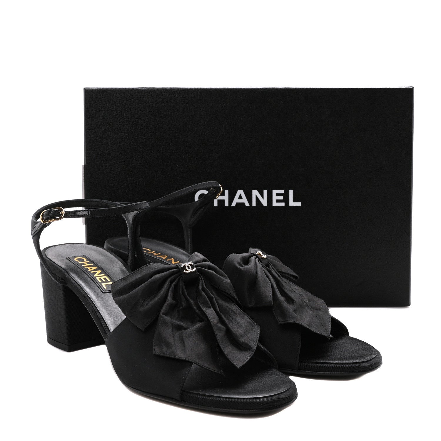 Chanel Silk Bow CC Platform Sandals 41 Black 9 of 9