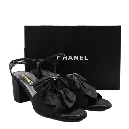 Chanel Silk Bow CC Platform Sandals 41 Black 9 of 9