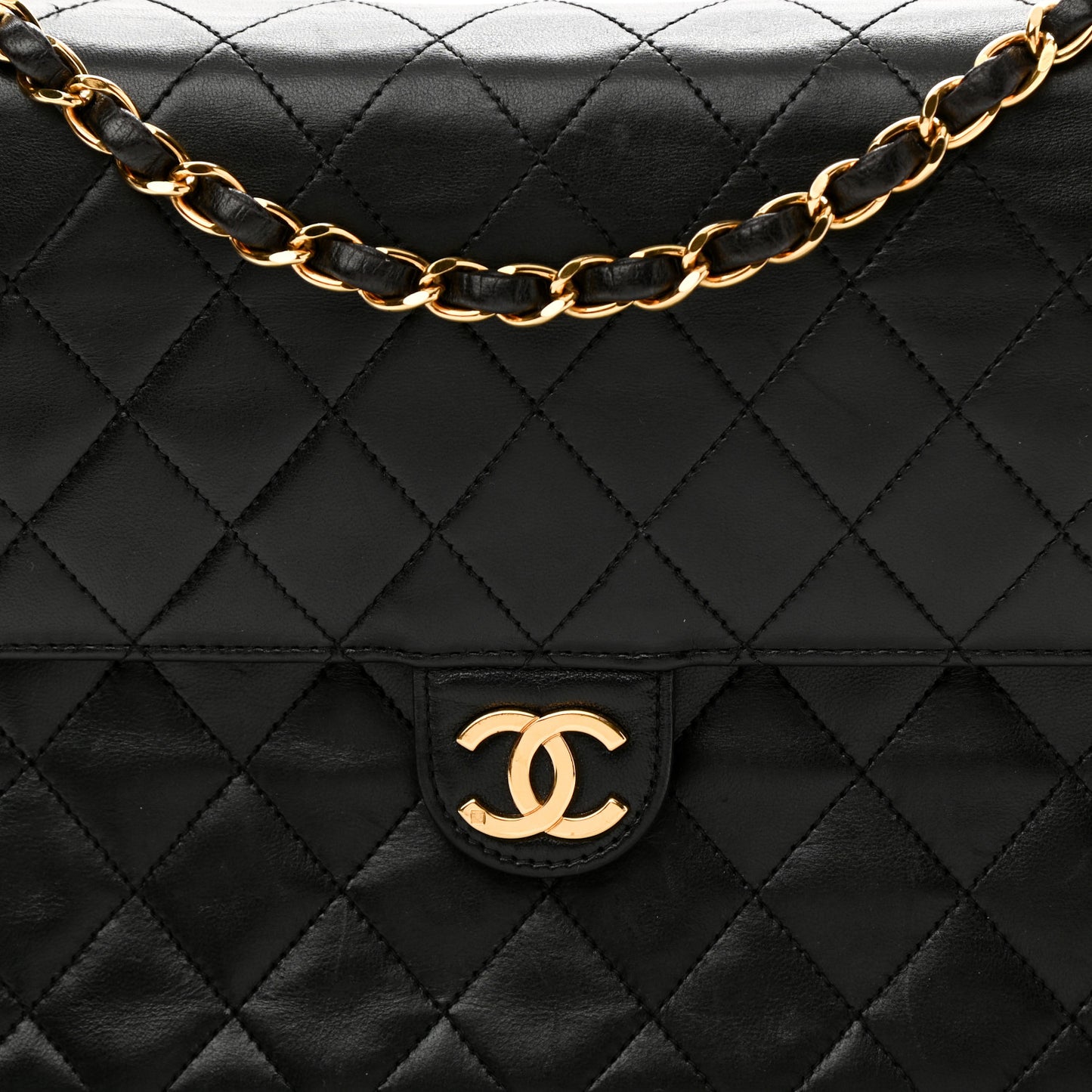 Lambskin Quilted Jumbo Single Flap Black