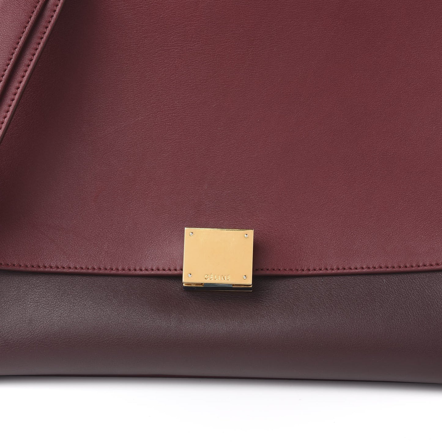 Drummed Calfskin Suede Medium Trapeze Burgundy
