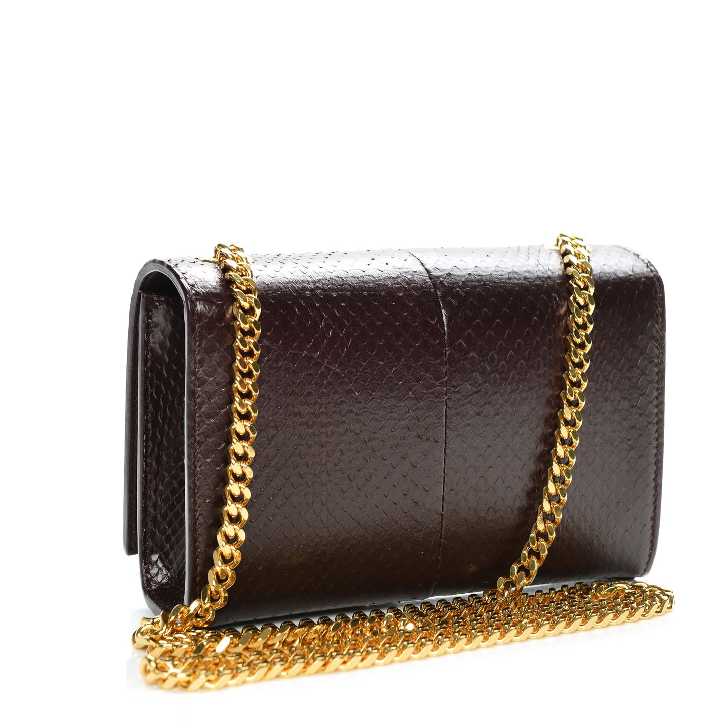 Snakeskin Small Classic Monogram Kate Tassel Satchel Bordeaux