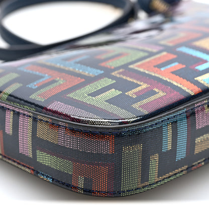 Fendi Zucca Vitrified Lurex Baguette Pouch Multicolor Blue Abyss Soft Gold 8 of 9
