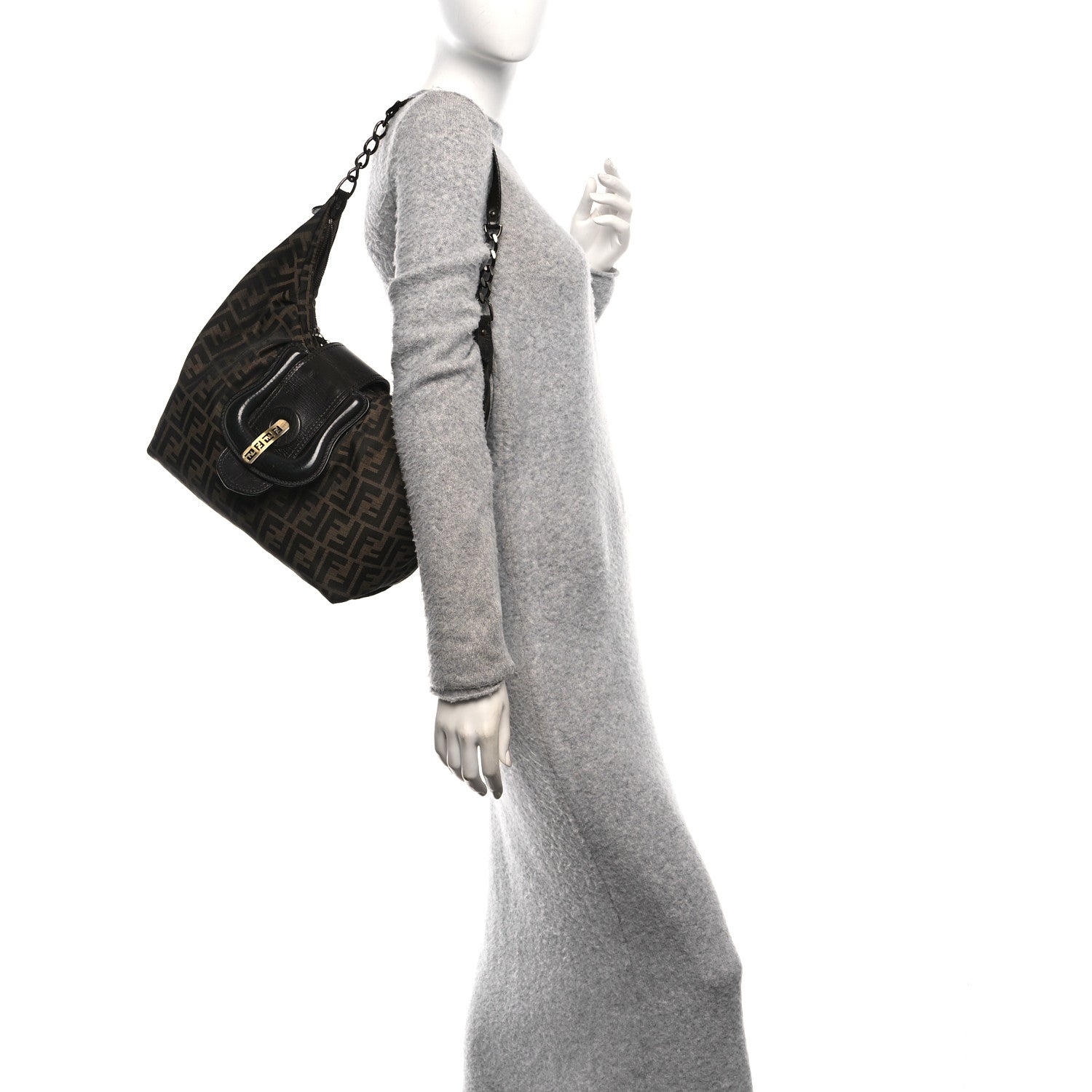 Fendi Zucca B Buckle Hobo Tobacco Castagna 2 of 10
