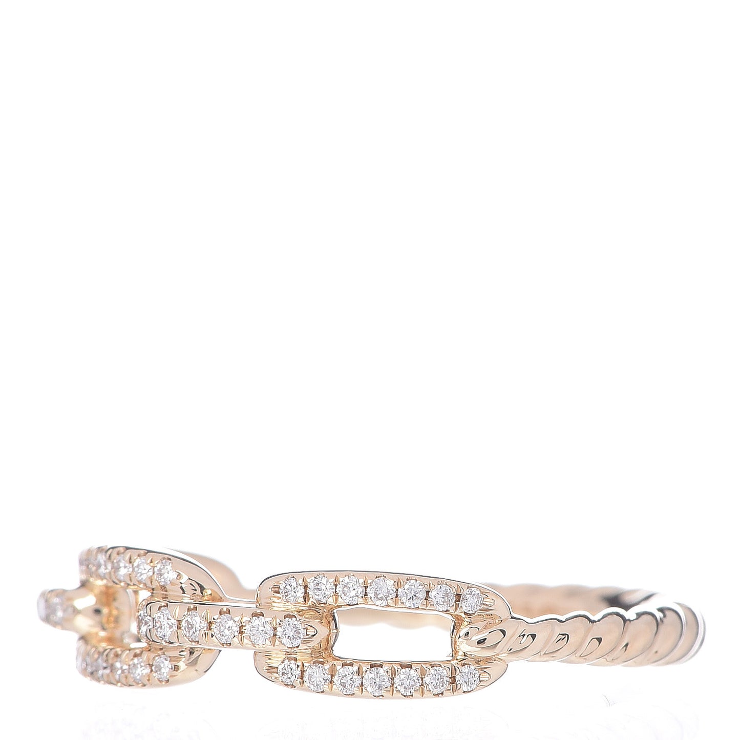18K Yellow Gold Diamond 4.5mm Stax Single Row Chain Link Ring 53 6.5