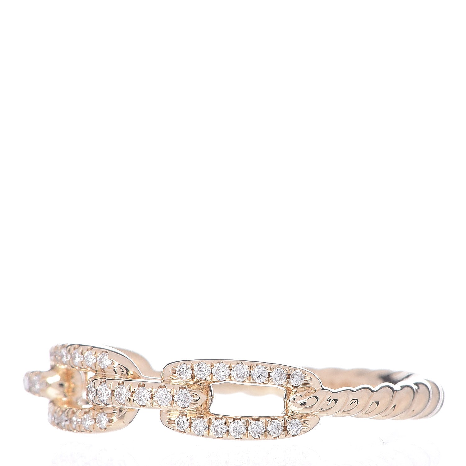 David Yurman 18K Yellow Gold Diamond 4.5mm Stax Single Row Chain Link Ring 53 6.5 3 of 6