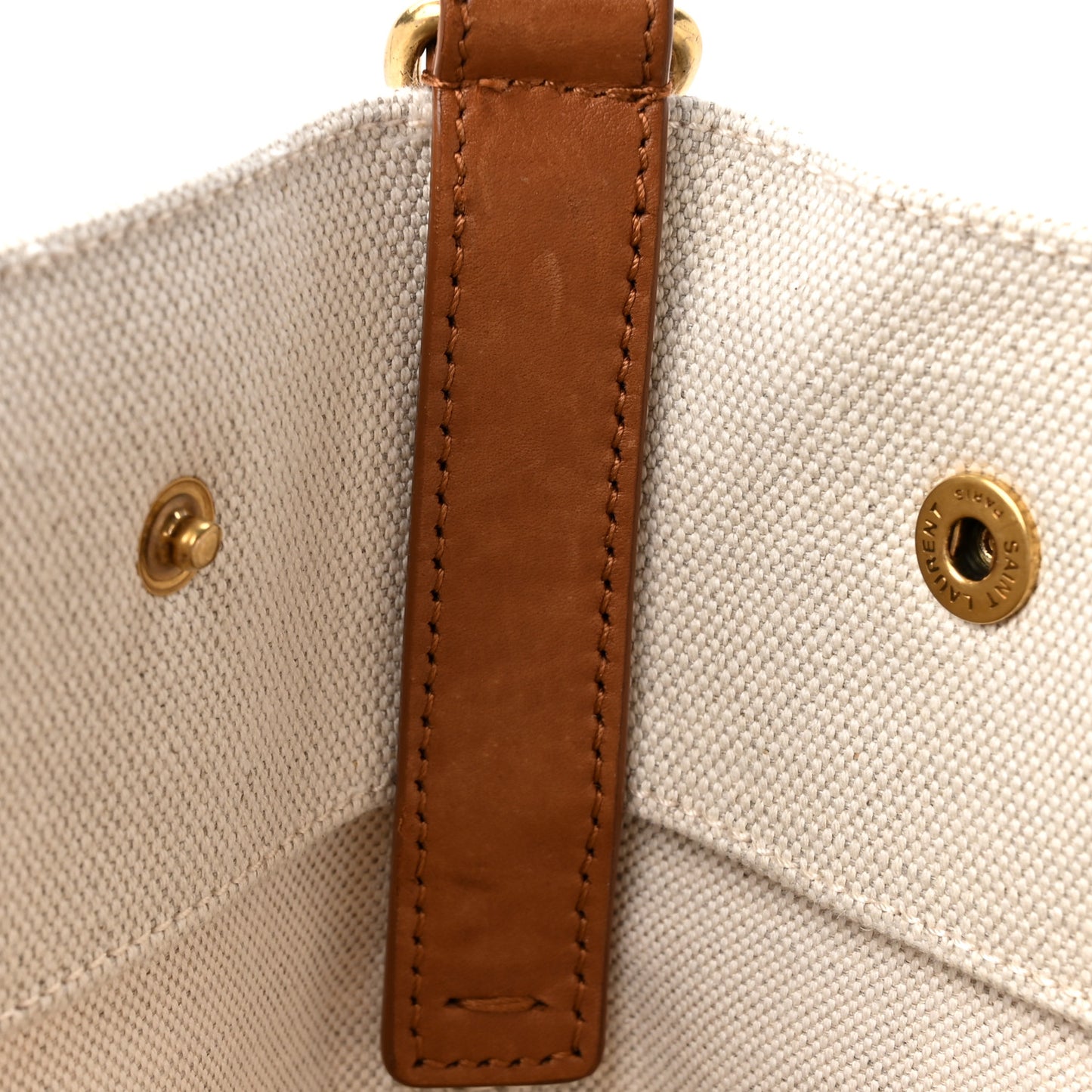 Canvas Smooth Calfskin Universite North South Foldable Tote Naturel Brick