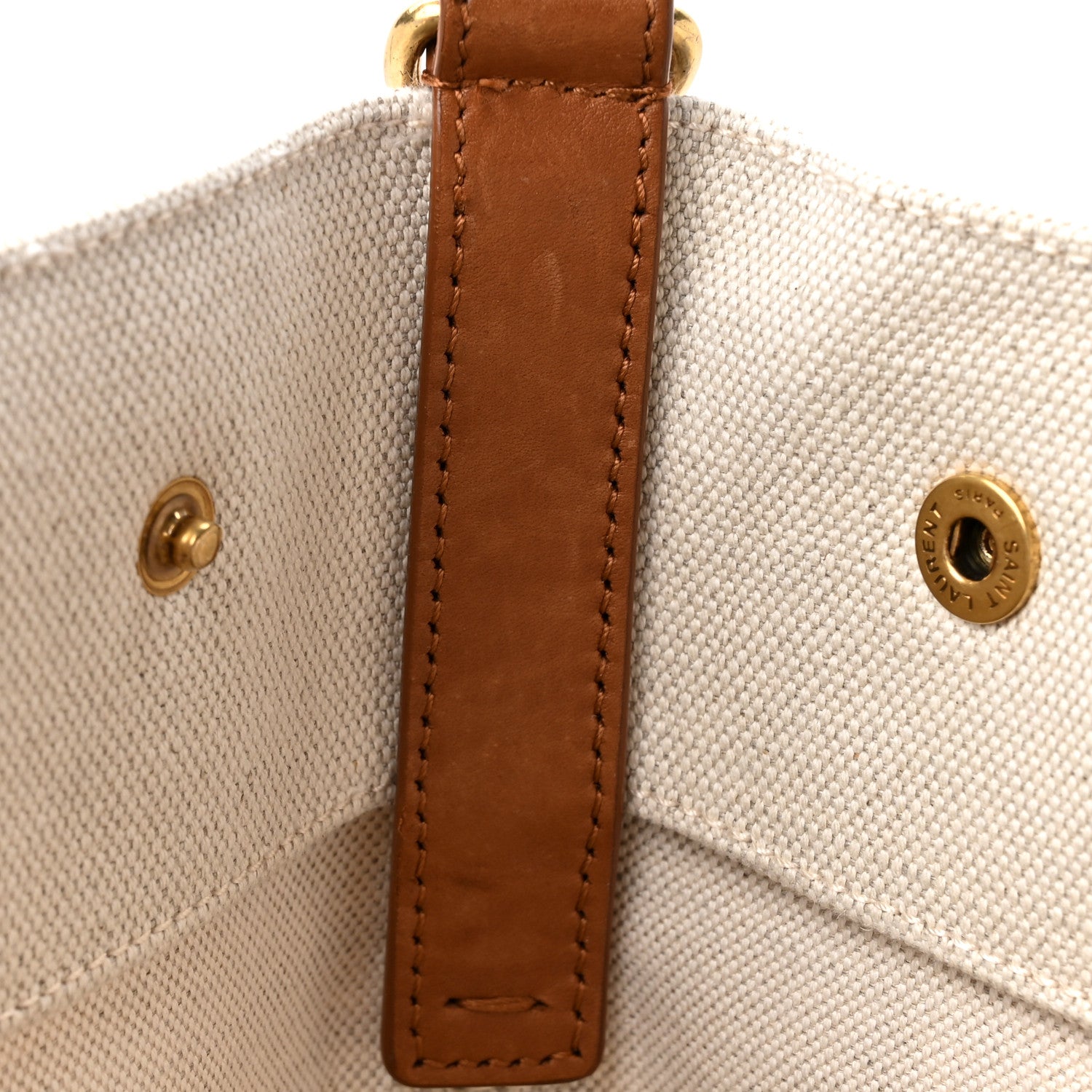 Saint Laurent Canvas Smooth Calfskin Universite North South Foldable Tote Naturel Brick 14 of 18