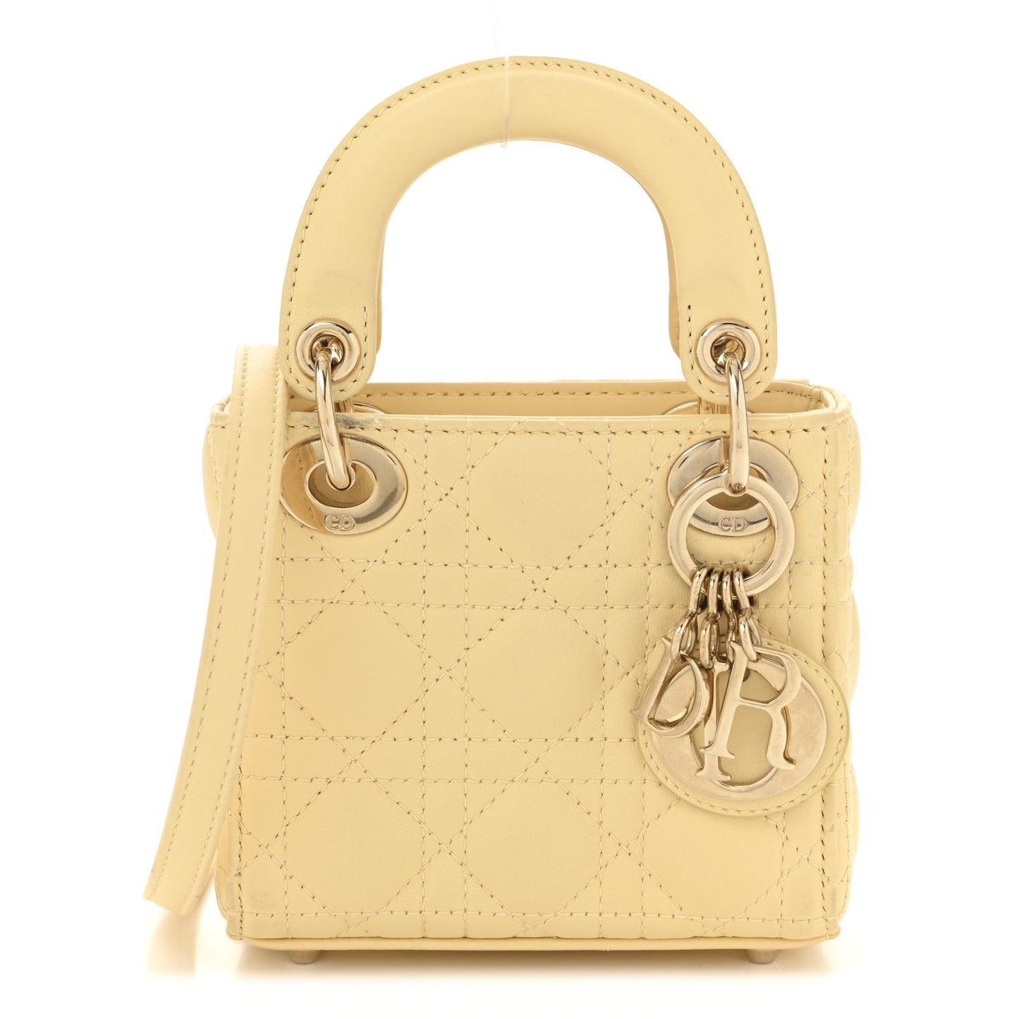 Lambskin Cannage Nano Lady Dior Light Yellow