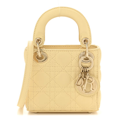Christian Dior Lambskin Cannage Nano Lady Dior Light Yellow 1 of 10