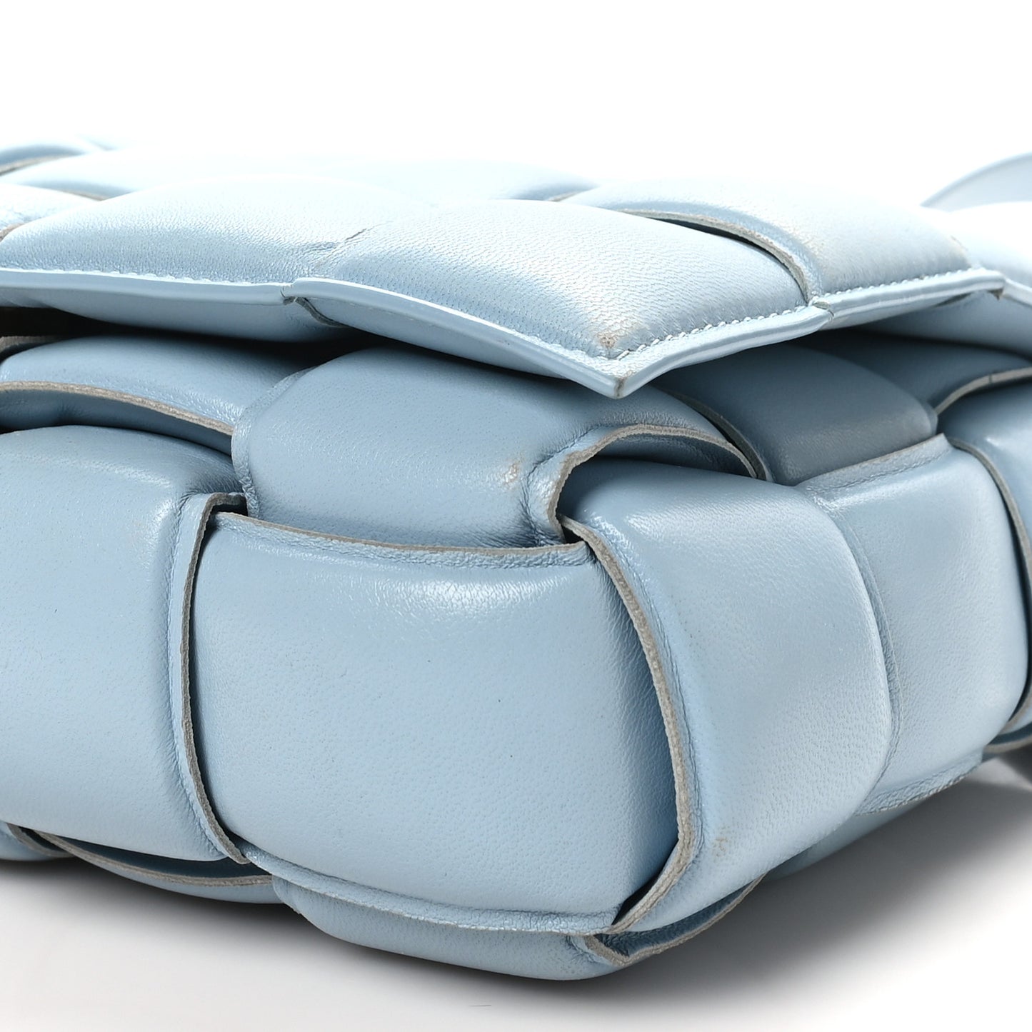 Nappa Maxi Intreccio Padded Cassette Crossbody Bag Ice