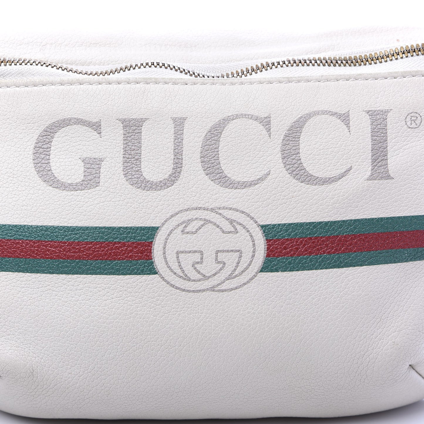 Grained Calfskin Logo Belt Bag White