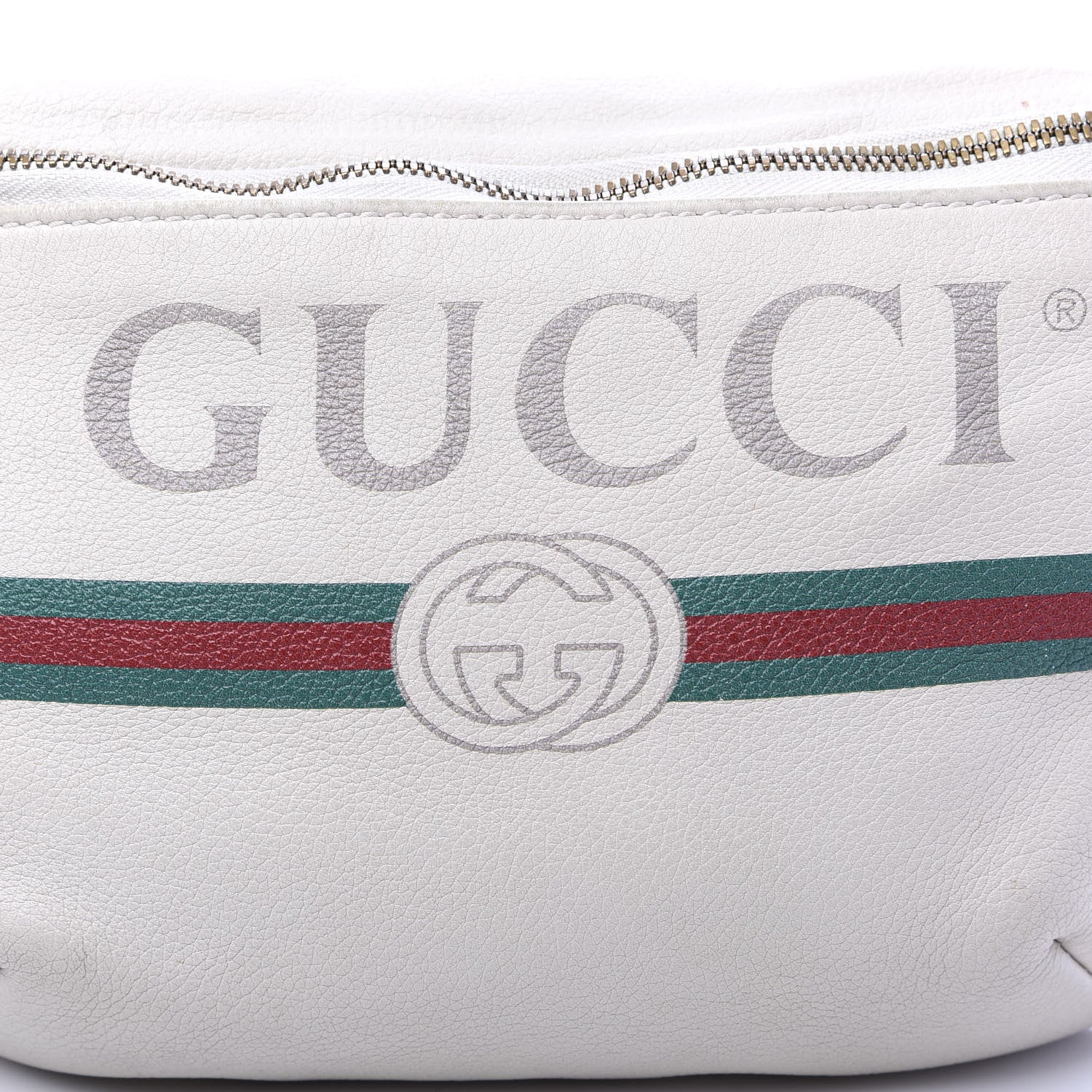 Gucci Grained Calfskin Logo Belt Bag White 9 of 10