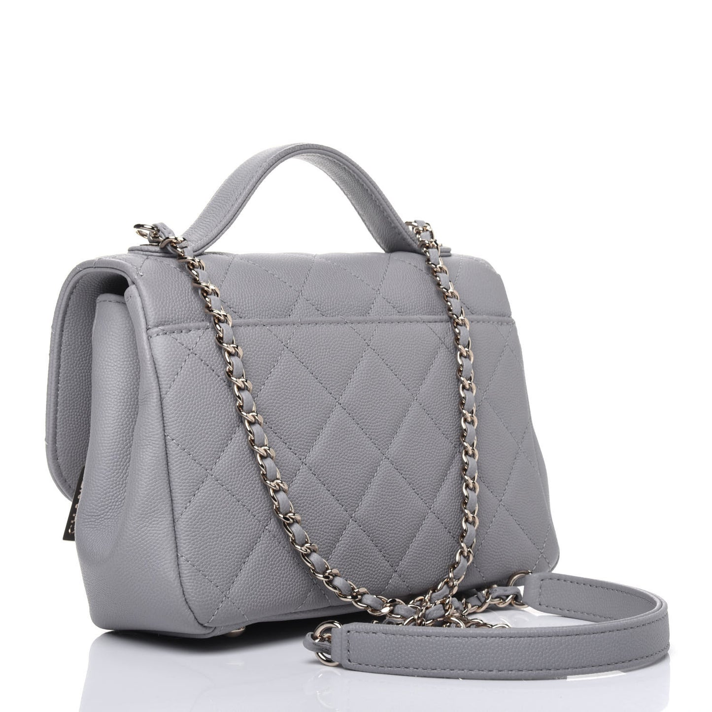 Caviar Quilted Small Business Affinity Flap Grey