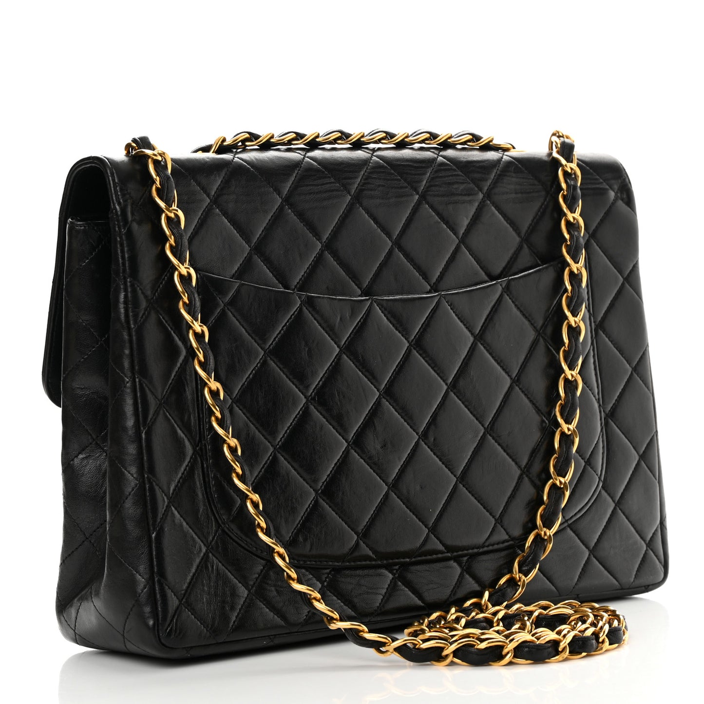 Lambskin Quilted Jumbo Single Flap Black