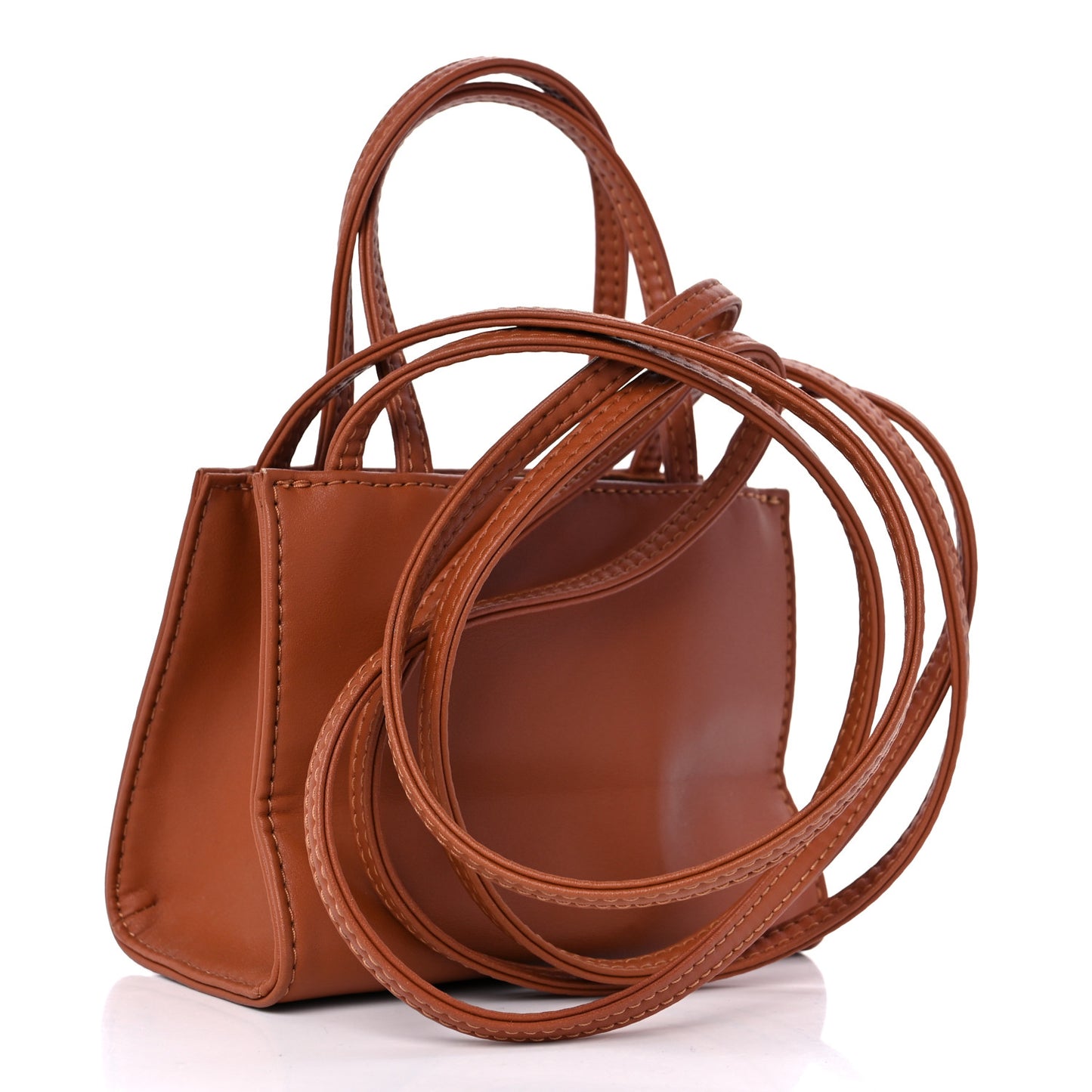 Vegan Leather Small Shopping Bag Tan