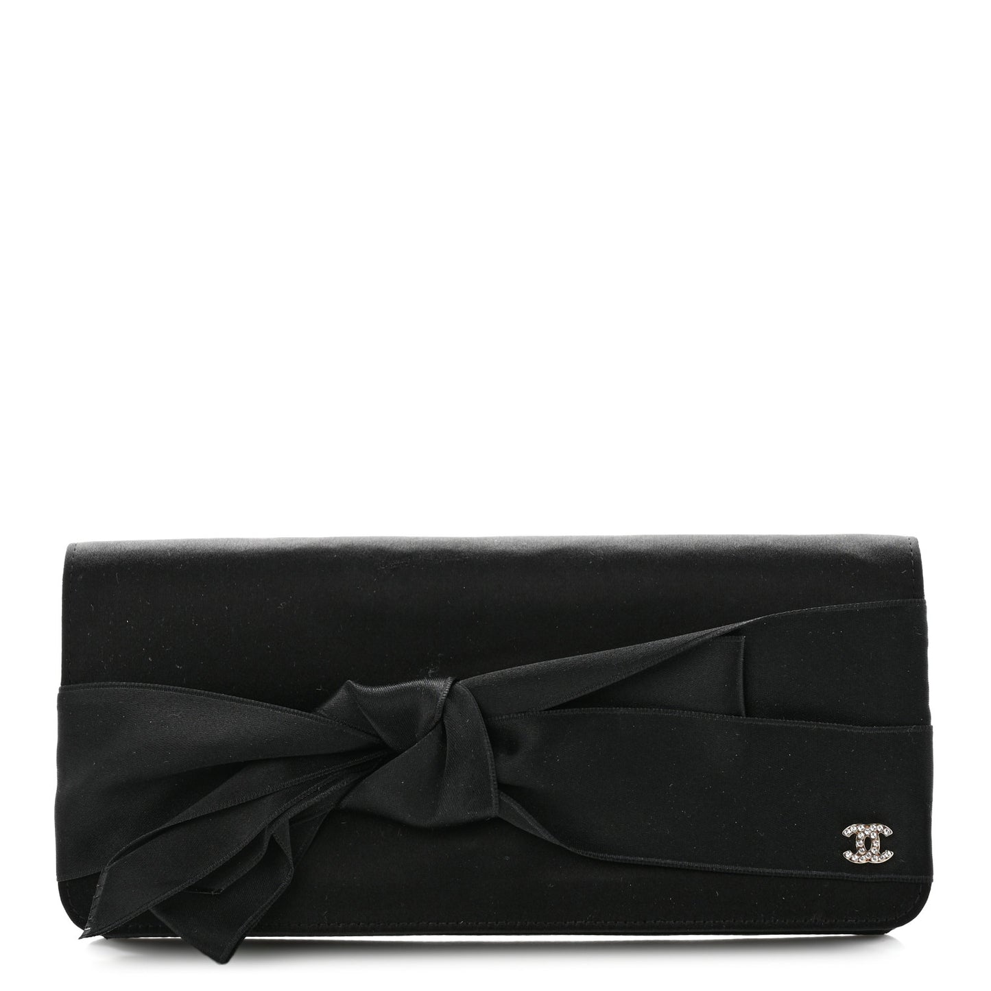 Satin Bow Clutch Black