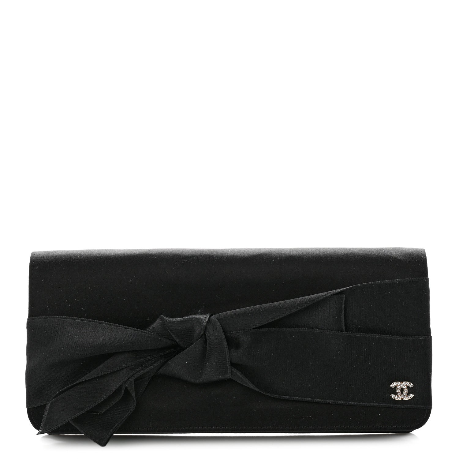 Chanel Satin Bow Clutch Black 1 of 9