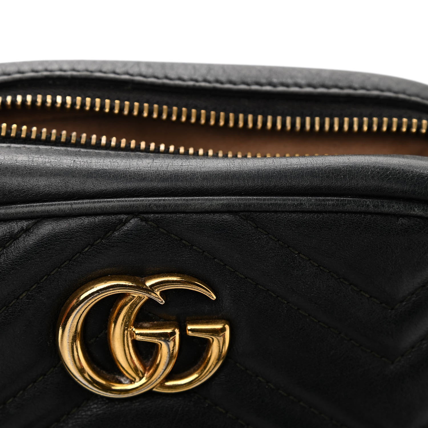 Gucci Calfskin Matelasse Mini GG Marmont Chain Shoulder Bag Black 15 of 19