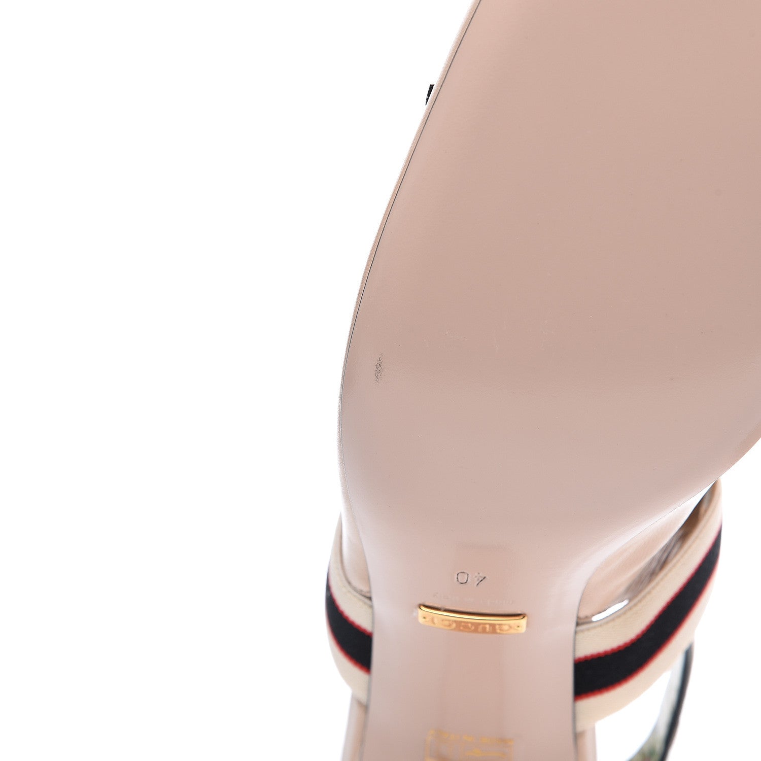 Gucci Malaga Kid Bow Ace Stripe Mid-Heel Slingback Pumps 40 Beige 7 of 11