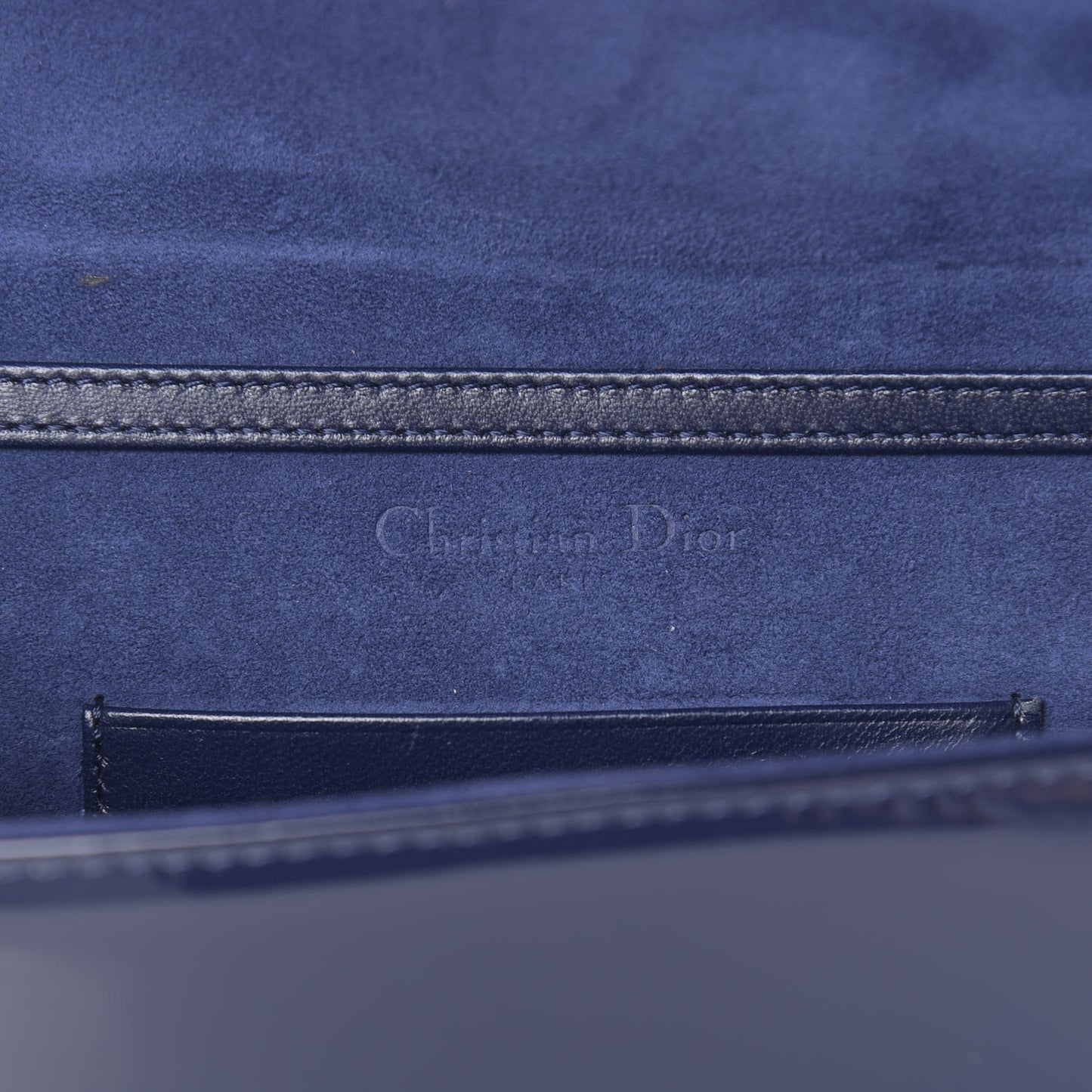 Patent Studded Diorama Top Handle Wallet on Chain Pouch Navy Blue