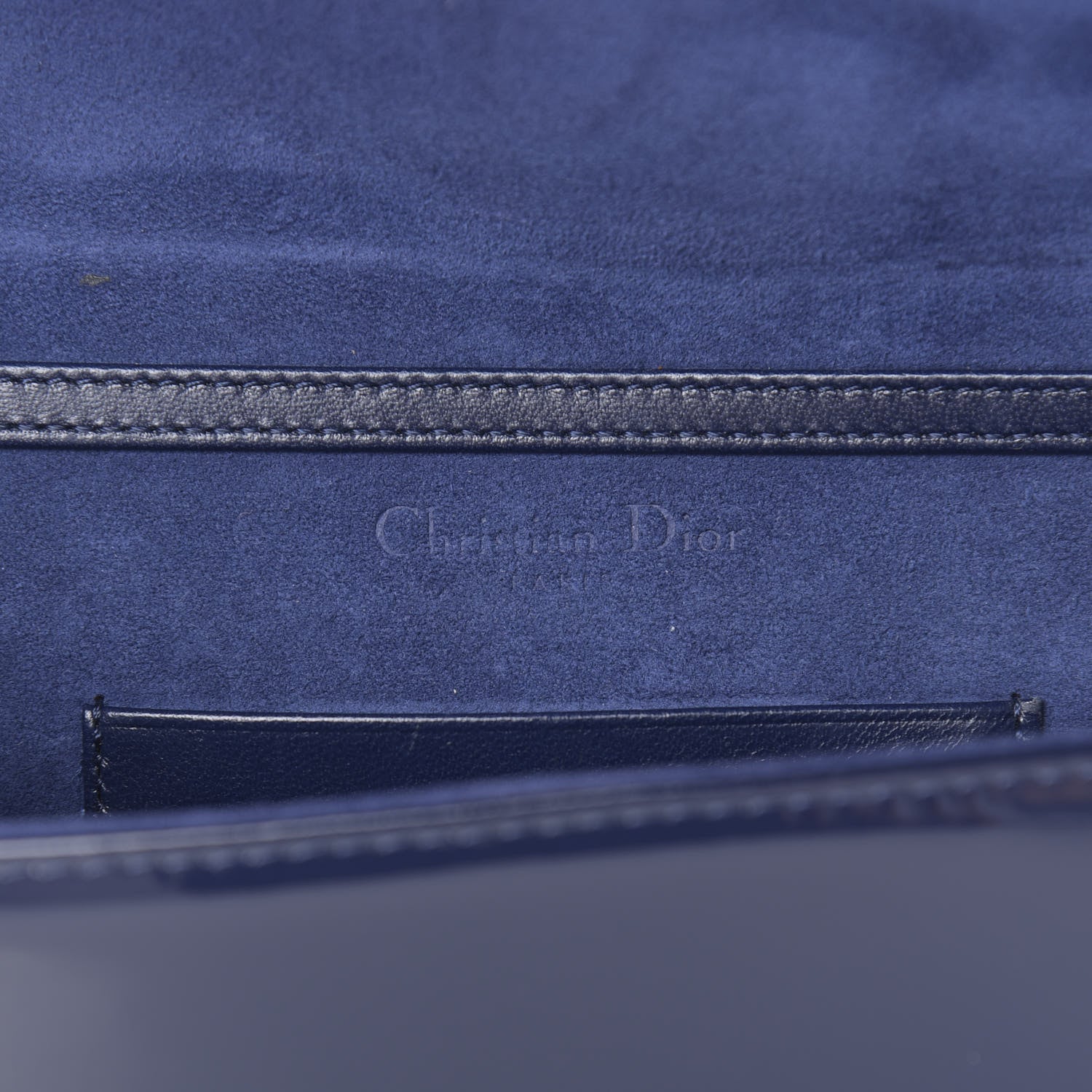 Christian Dior Patent Studded Diorama Top Handle Wallet on Chain Pouch Navy Blue 6 of 12