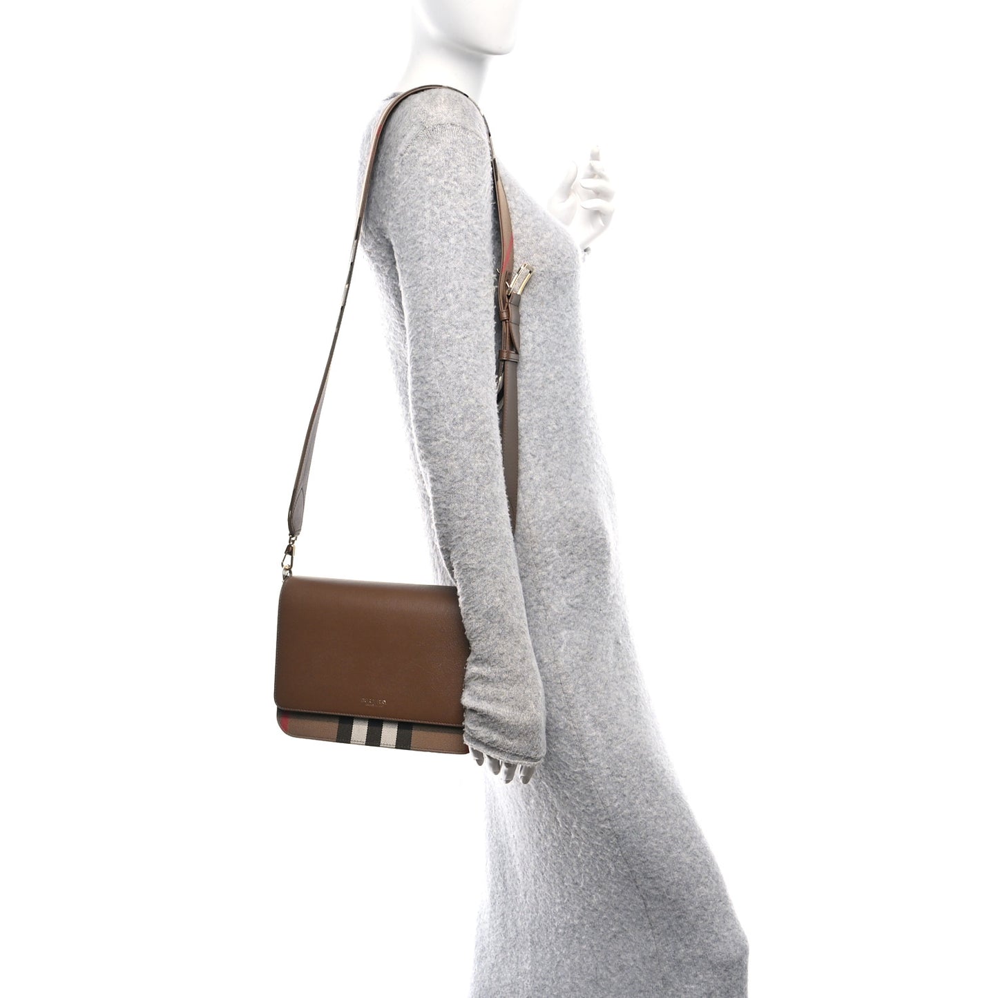 Derby Calfskin House Check Mackford Crossbody Bag Brown