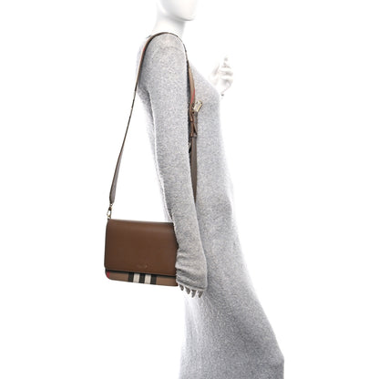 Burberry Derby Calfskin House Check Mackford Crossbody Bag Brown 2 of 10