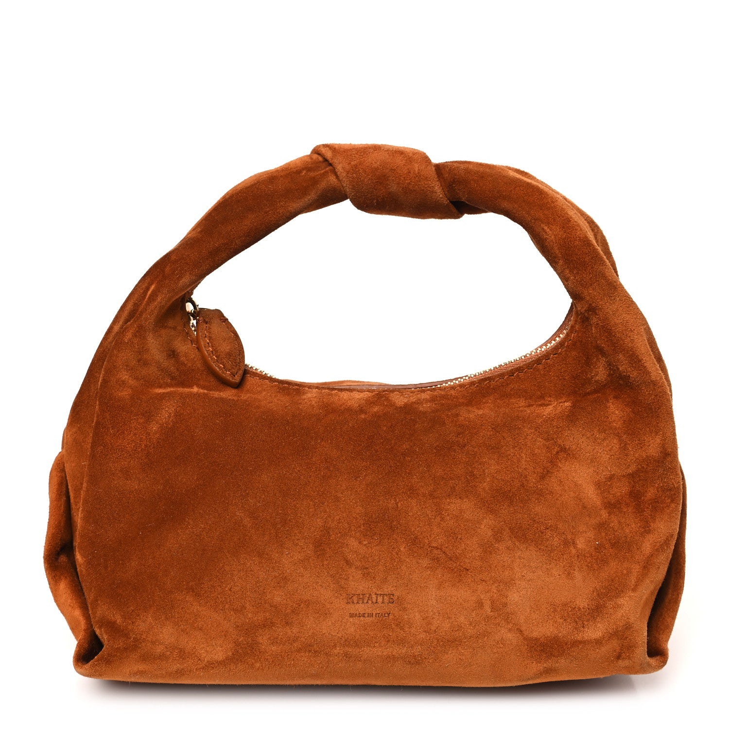 Khaite Suede Calfskin Beatrice Small Hobo Caramel 1 of 10