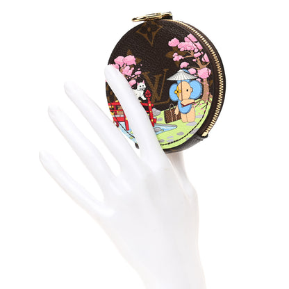 Louis Vuitton Monogram 2021 Christmas Animation Japanese Garden Round Coin Purse Wisteria Pink 3 of 8