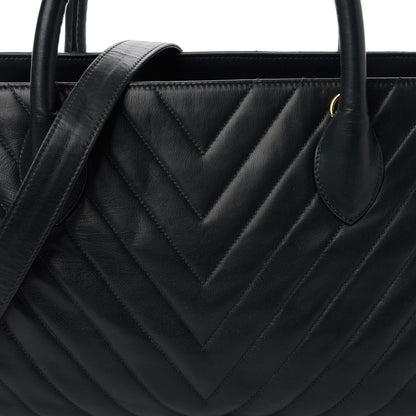 Chanel Lambskin Chevron Quilted Top Handle Bag Black 11 of 11