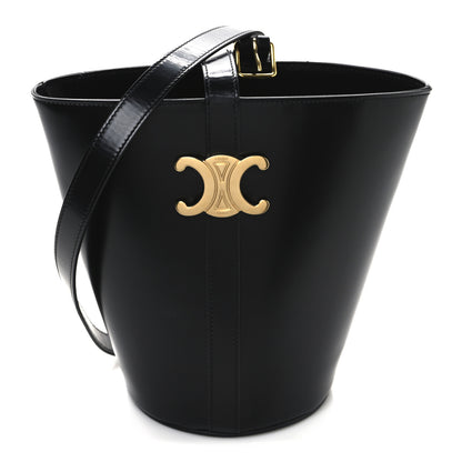 Celine Shiny Calfskin Triomphe Bucket Bag Black 1 of 12